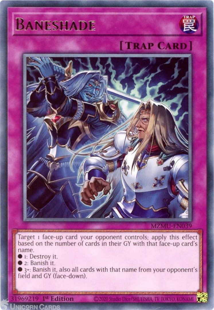 MZMU-EN039 Baneshade : Rare 1st Edition Mint YuGiOh Card