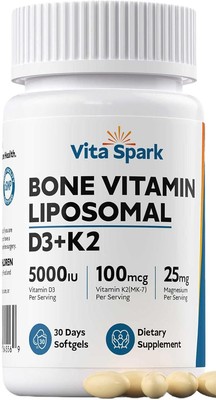 Vitamin D3 K2 - Liposomal Bone Vitamins Supplement, 5000IU D3, 100mcg K2 MK7 & M