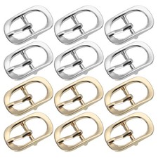 12Pcs 0.6" Single Prong Metal Roller Pin Belt Buckles Silver/Light Gold