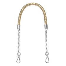 62cm/24.4" PU Leather Braided Purse Strap Light Gold, Silver Buckle 