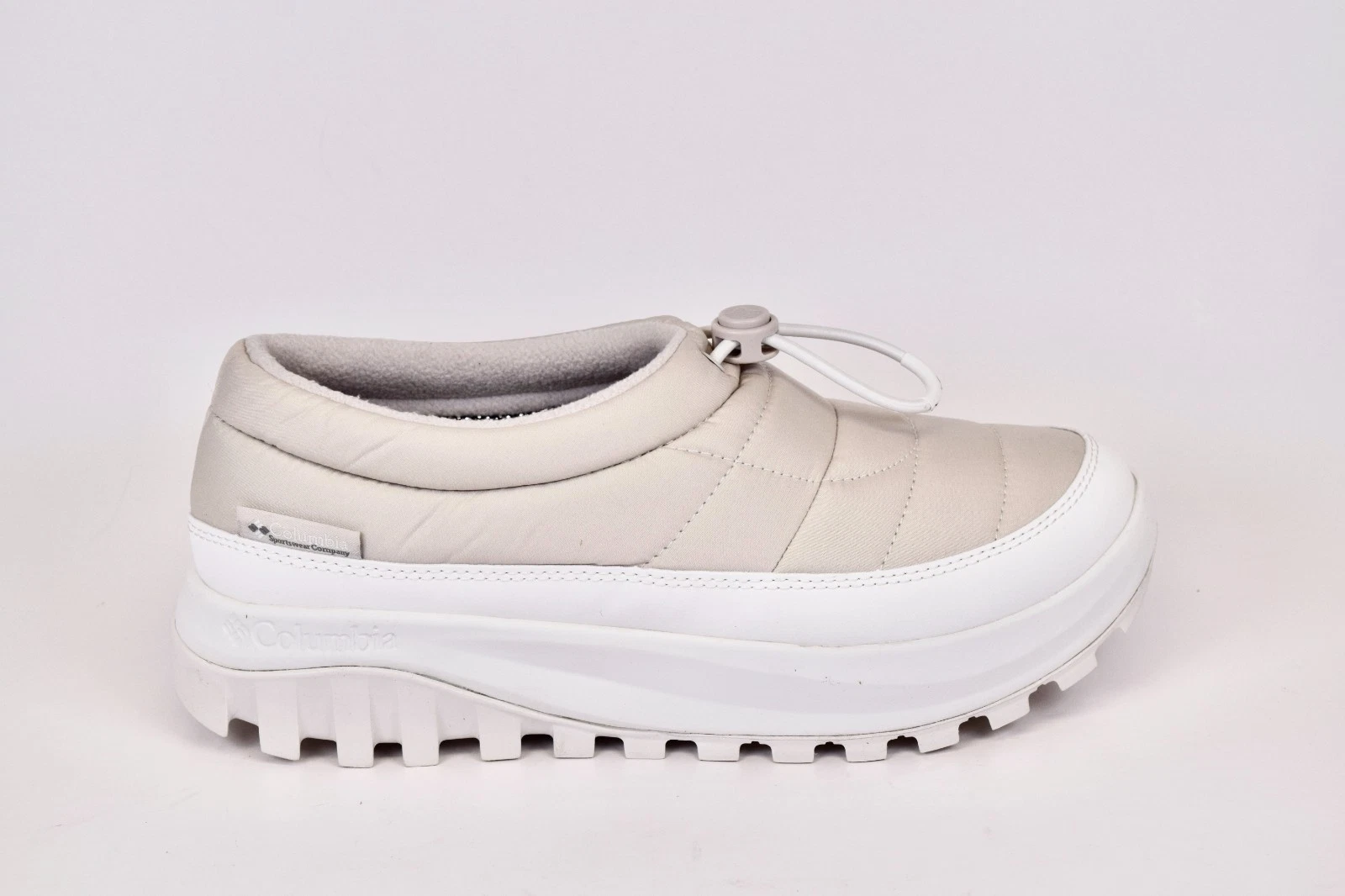 Columbia Womens Snowtrot Unwind Dark Stone Sea Salt Beige Snow Slippers Size 8