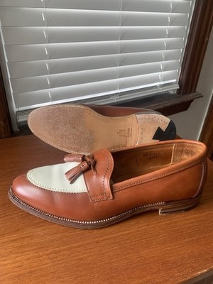 EXCELLENT | ALDEN x BEN SILVER 10D TAN CALF WHITE NUBUCK TASSEL LOAFERS SHOES 10