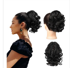 REECHO Ponytail Extension, 9" Short Curly Wavy Claw Clip Pony Tails Hair Extensi