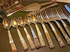 Vtg Children's Play Silverware Utensil Set Napkin Holder Set
