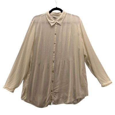 J Jill Womens Button Up Shirt Size XL Sheer Lightweight Career Office Business