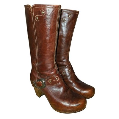 DANSKO RYLAN 6.5/7 Crazy Horse Cognac Brown Leather Studs/ Stitching Heel Boots