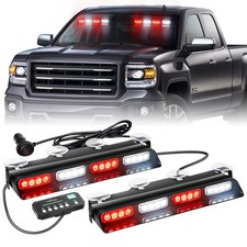 14 Red White Emergency Dash Lights - 32 Led Strobe Warning Light Bar For Vehicl 14 Red White Emergency Dash Lights - 32 Led Strobe Warning Light Bar For Vehicl