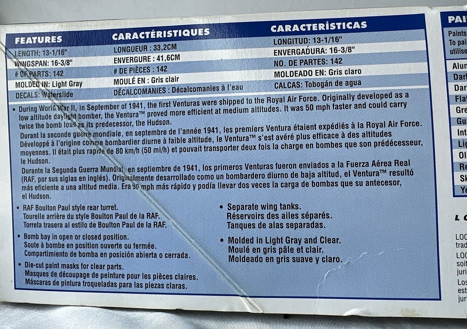 Bombardero británico alemán Revell 1/48 Ventura Mk.II RAF 85-5533 modelo de plástico 14718 Foto 3 de 4