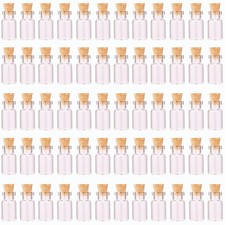 64pcs 1ml Tiny Vials with Cork Stoppers and Eye Screws,Mini Glass Bottles Sma...