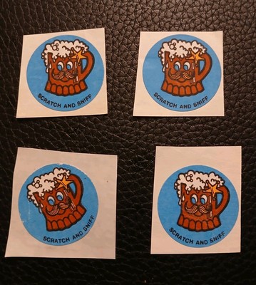 4 Vintage 80s matte CTP Scratch & Sniff   Papa ROOT BEER Float stickers  