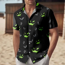 Oogie Boogie Face Halloween Hawaii Shirt Disney Villain Button Shirt Nightmare B