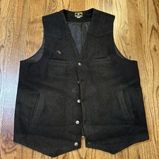 Wyoming Traders Western Vest Men's XLT  Black  100% Virgin Wool 5 Button