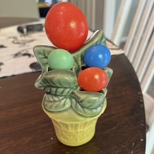 VTG Ceramic Flower Pot Measuring Spoon Holder...