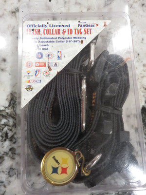 Hunter Fan Gear NFL PITTSBURGH STEELERS Dog Pet 18'' - 26'' Collar & 6' Leash NOS