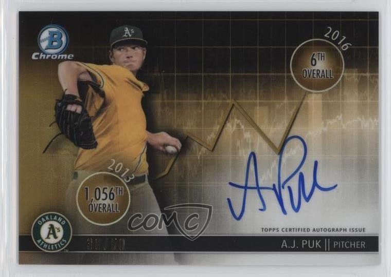 2016 Bowman Draft Chrome Dividends Refractor Gold /50 AJ Puk #DD-AP Auto p3u