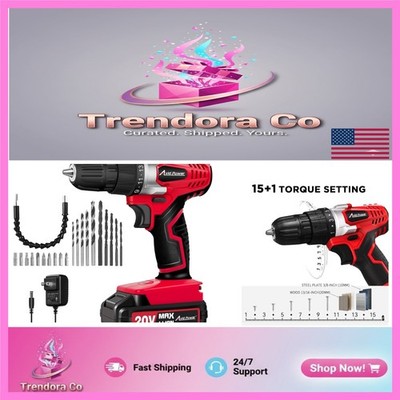 20V Cordless Power Drill with 22 Bits & LED Light - Ideal for Furniture Assembly