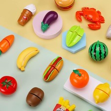42 Items 87 Pcs Cutting Play Food Toy Gift , Pretend Cooking for Kids Kitchen