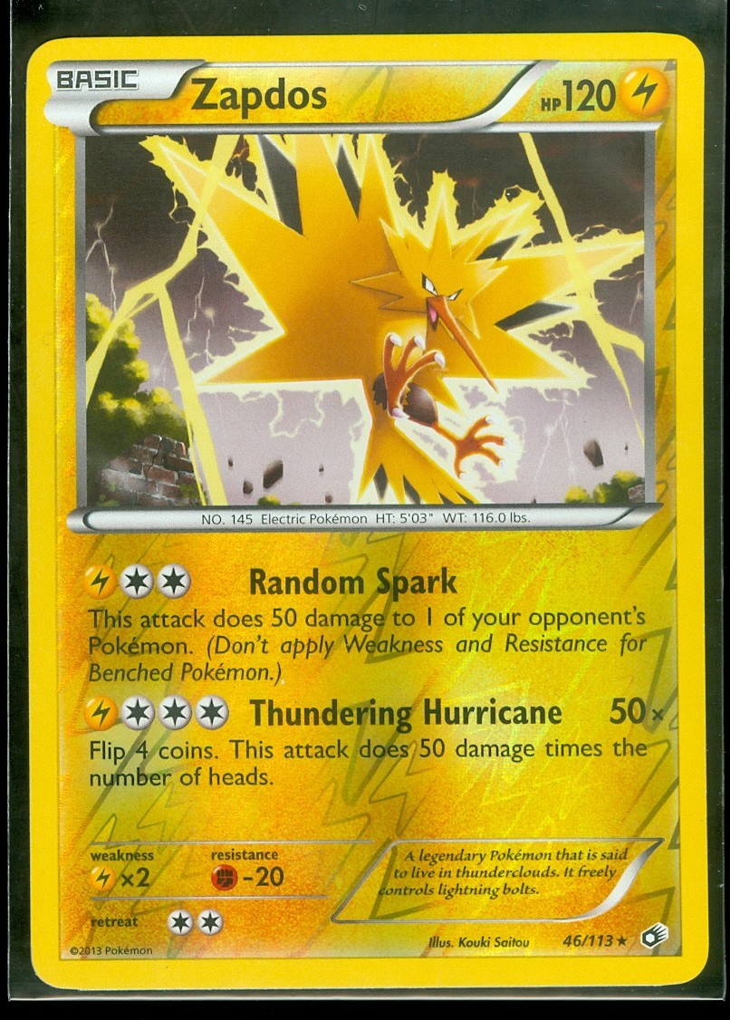 Pokemon ZAPDOS 46/113 Legendary Treasures RARE Rev Holo - NEAR MINT/MINT