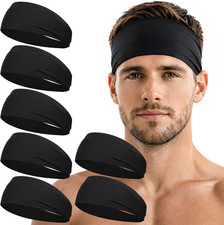 7 Pack Sports Headbands for Men, Sweat Absorbent Non Slip Elastic Headband