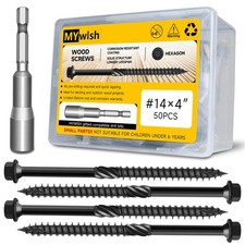 50PCS 14 x 4" Heavy Duty Wood Screws Black Outdoor Deck Timber Screws