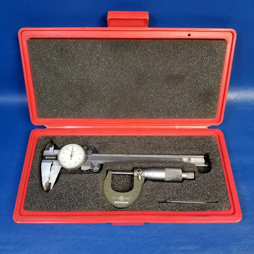 Mitutoyo 103-260 Micrometer And Smiec Dial Caliper With Hard Case