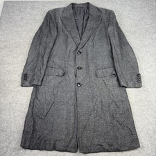 Ermenegildo Zegna Coat Mens 42R Grey Herringbone Wool Blend Overcoat Italy Made