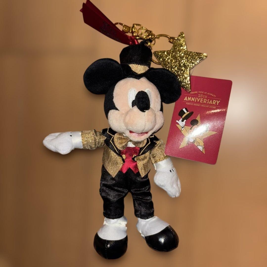 Mickey Disney Store Maihama Limited Plush Key Chain with 25th Anniversary Tag #0