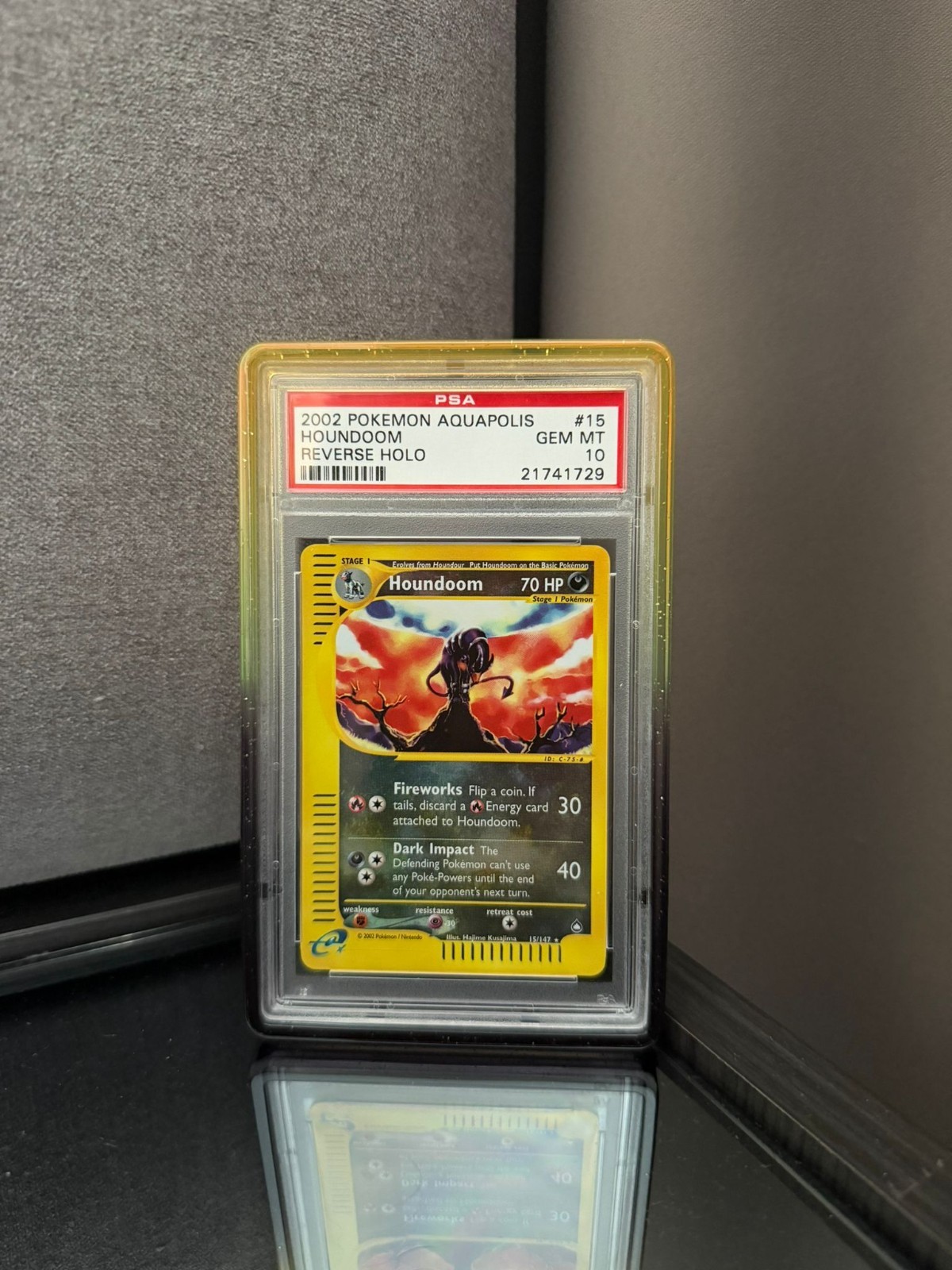 2003 Pokemon Aquapolis #15 Houndoom Reverse Foil PSA 10 Gem Mint