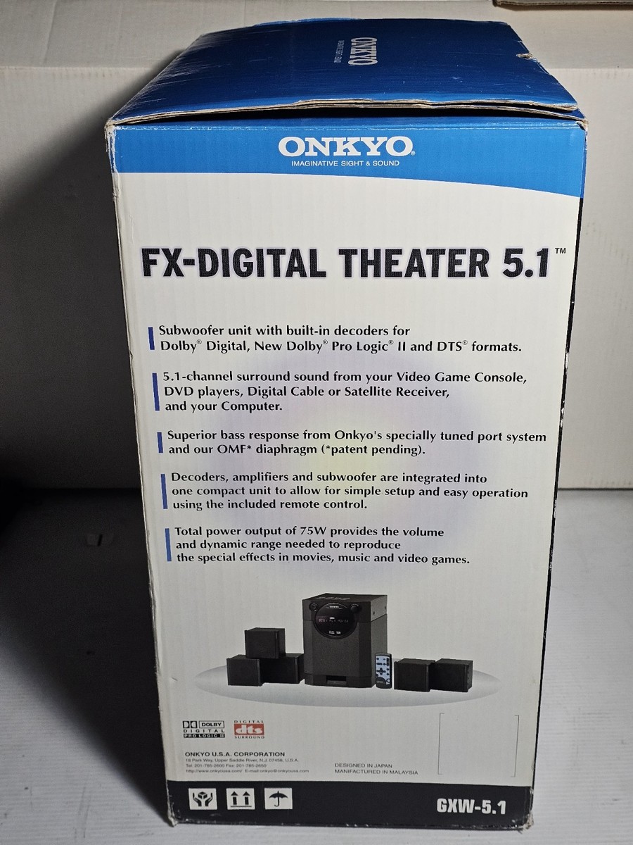 Rare- Onkyo FX-Digital Theater 5.1 GXW-5.1 Surround Sound System