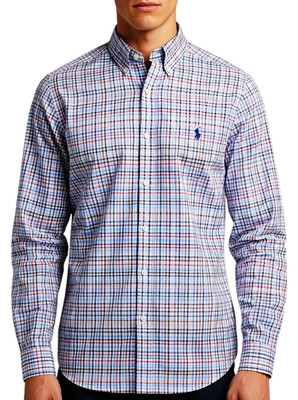 POLO RALPH LAUREN | Herren weiß blau rot Freizeit Western Karo Karo Hemd | Small