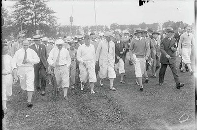 View admiring gallery following Bobby Jones during play with Al Esp- Old Photo