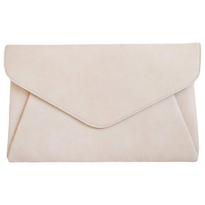 Synthetic Leather Double Pocket Envelop Clutch, Beige Medium