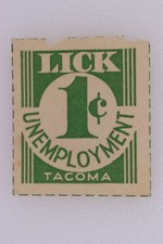 US Tacoma WA 1939 Unemployment Insurance Lick Union 1c Green Stamp