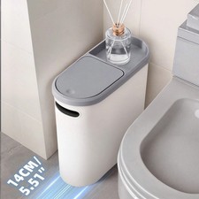 2 in 1 Bathroom Trash Can Plastic Waste Bin C...