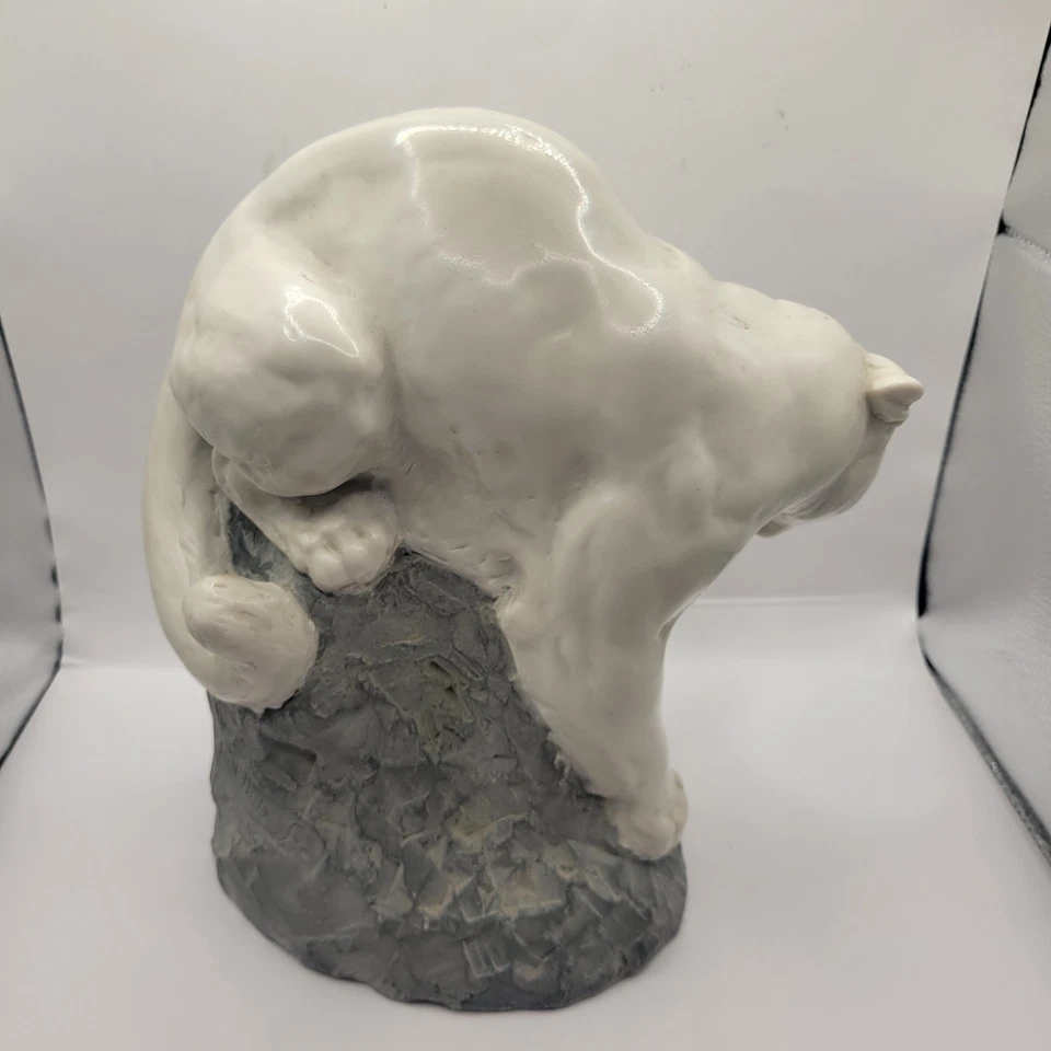 Vintage Joseph L Boulton JL Alabaster Mountain Lion Puma Sculpture 10” - Image 4 of 4