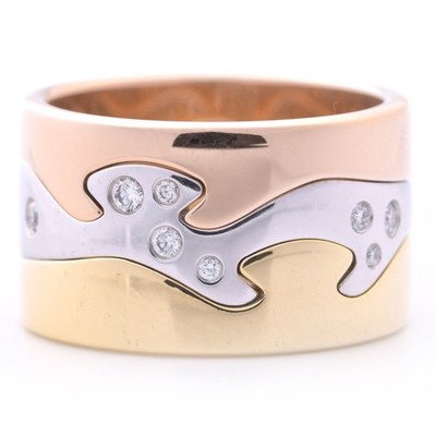 Georg Jensen Fusion Tricolor Diamant Ring in 750er / 18 Kt. GG/WG/RG Gr.: 61