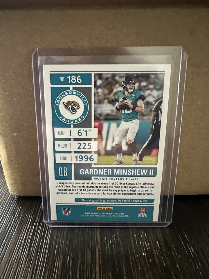 2019 Panini Contenders Gardner Minshew II Rookie Ticket CRACKED ICE Auto 17/23 - Image 2 of 2