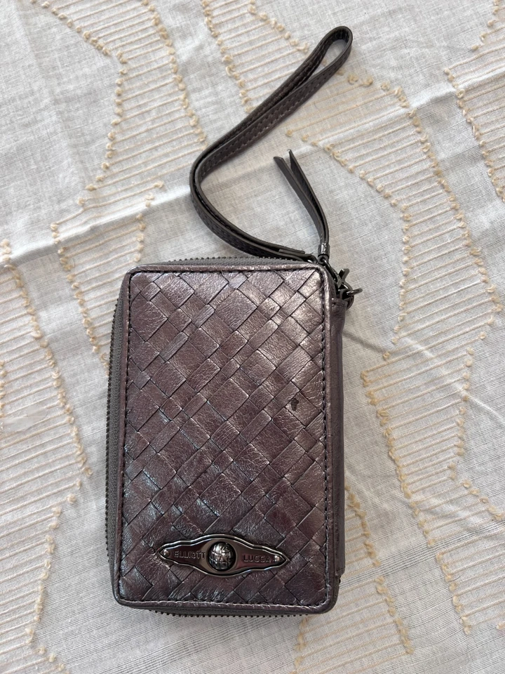 Elliott Lucca Metallic Woven Leather Wristlet Wallet Zip Organizer ID Holder - Image 3 of 4