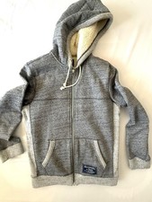 Abercrombie & Fitch Faux Fur Lined Heavy Hoodie Sweatshirt Gray Jacket M