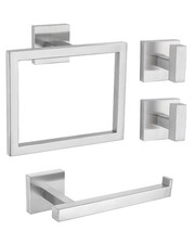 Brushed Nickel Bathroom Hardware Set 4 Pieces, Toilet Paper Holder Set SUS304...