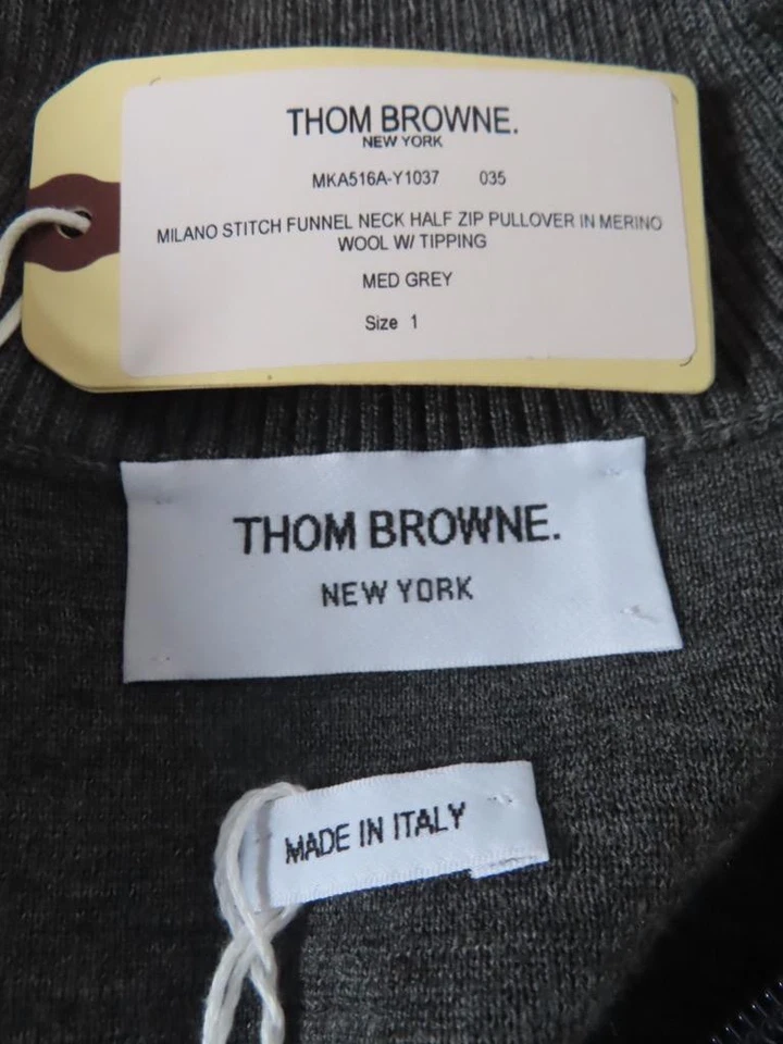 NWT Thom Brown Gray Mens Half-Zip Milano Stitch Sweater Size 1/S - Image 3 of 4