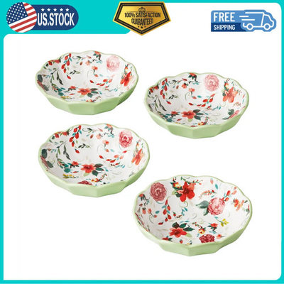 #ad Pioneer Woman Painted Meadow Ceramic Pasta Bowl Set 4 Piece Green Floral $17.98