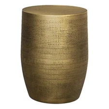 Johnsen 15"WD Boho Morse Pattern Metal Accent Table in Brass Iron & Assembled