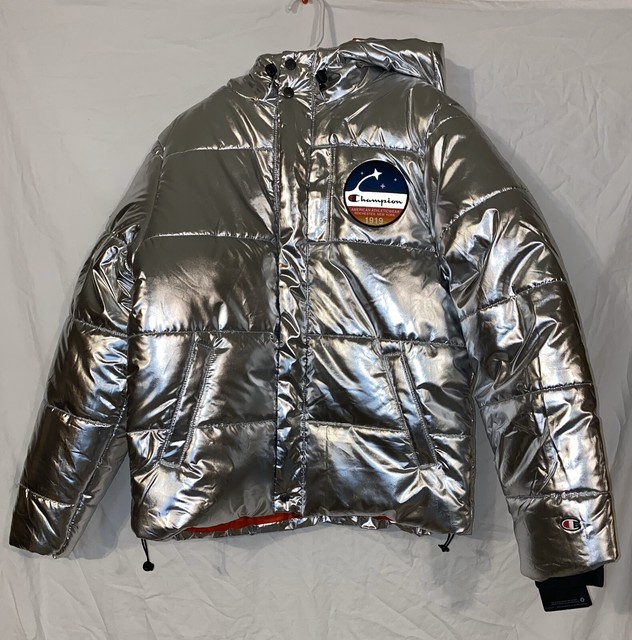 champion puffer jacket silver