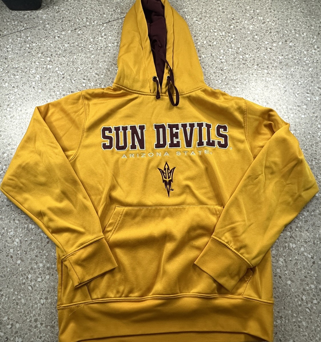 Vintage Arizona State Sun Devils Hoodie Men Medium Yellow Pullover
