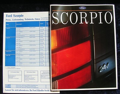 Ford Scorpio 24V, CL, GL, Ghia brochure 7.1991 + price list approx. 23.5 x 30.2 cm