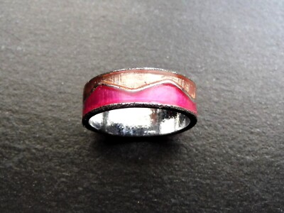   Ring Ring Bi Farbe Hellrosa und Dunkelrosa und versilbertem Metall