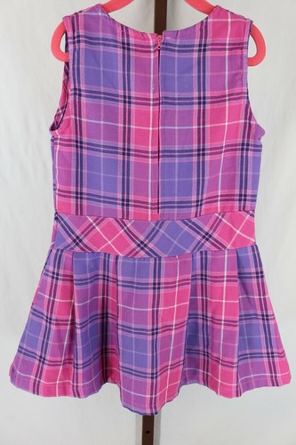 Fred's Kids Girls Pink Purple Plaid Sleeveless Jumper Dress Size S/5 - Picture 3 of 4