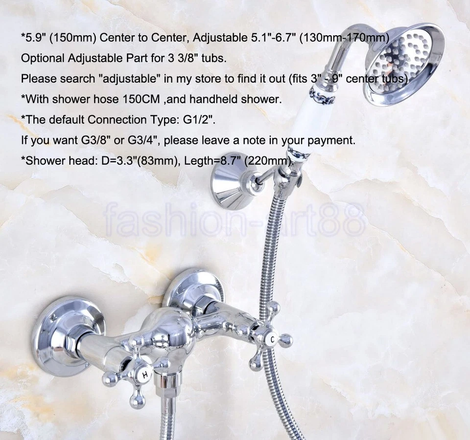 Chrome Bathroom Handheld Shower Faucet Set  With Ceramic Hand Spray fna774 - Image 2 of 4