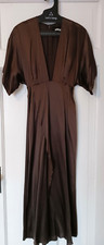 Hot Reformation Warhol Dress in Brown, Super V Neck, Midi length, XS